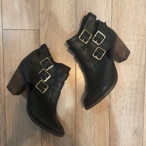 Cute buckle black booties